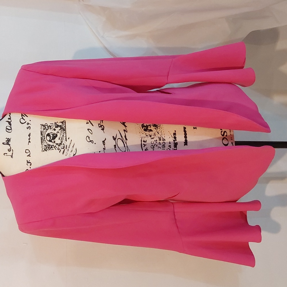 Women's Pink Blazer Flared Sleeves Lined Pockets Mod Career Office Wear Sz.10